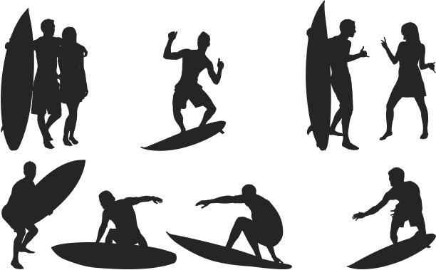 酷冲浪者冲浪和与冲浪板摆姿势图片下载