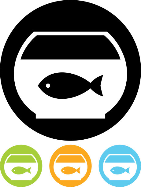 矢量图标孤立-鱼缸与金鱼图片下载