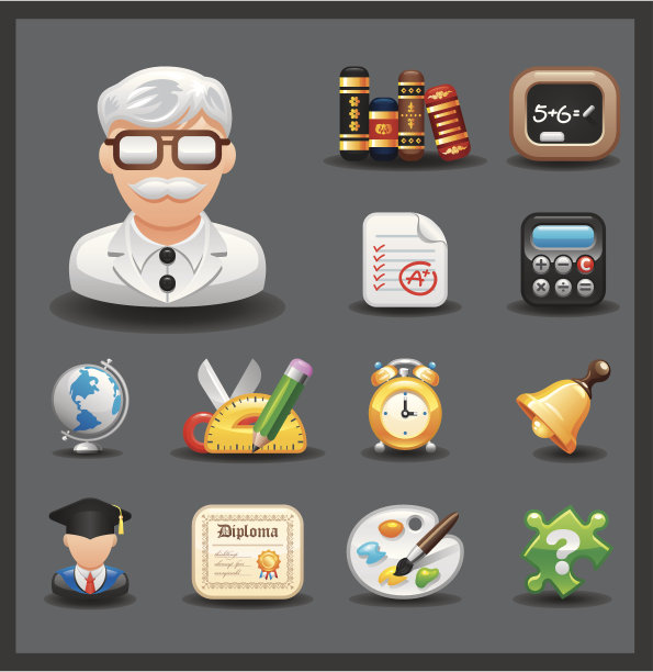 教育图标设置-闪亮系列/黑暗图片下载