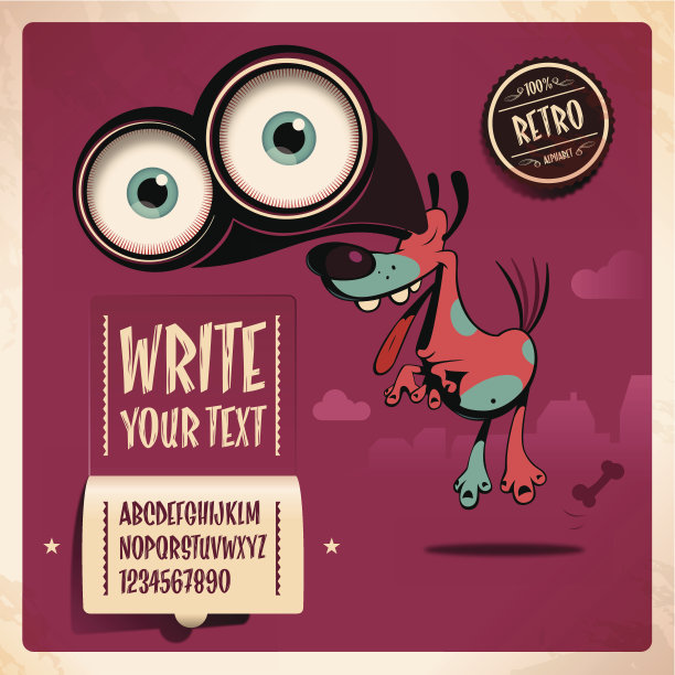 狗复古的字母图片下载