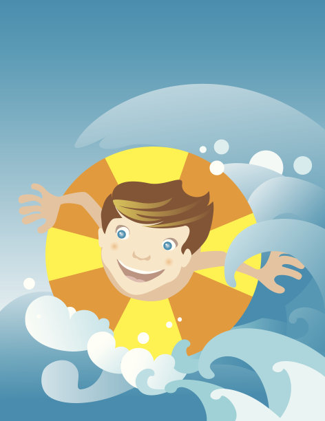 男孩在水里玩耍图片下载