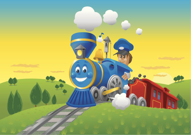 蓝色的火车素材图片