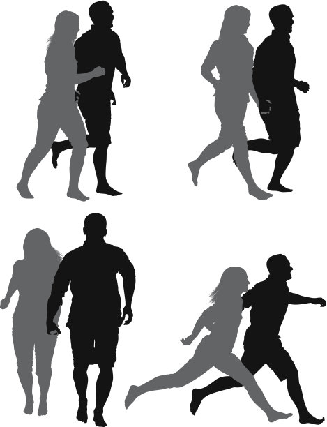 多幅情侣慢跑的画面图片下载