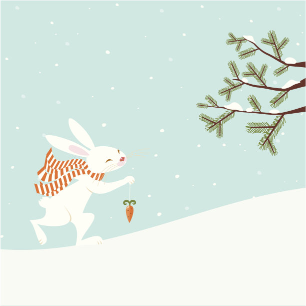 兔子装饰圣诞树图片下载