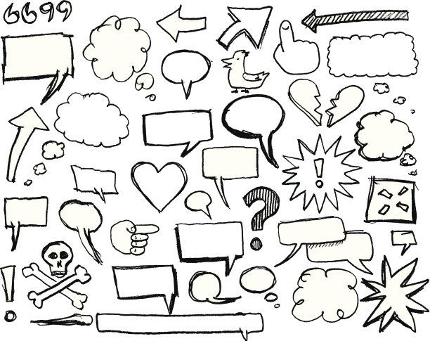 速写演讲泡泡和图形素材图片