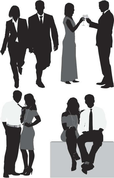 商业夫妇的多重剪影图片下载