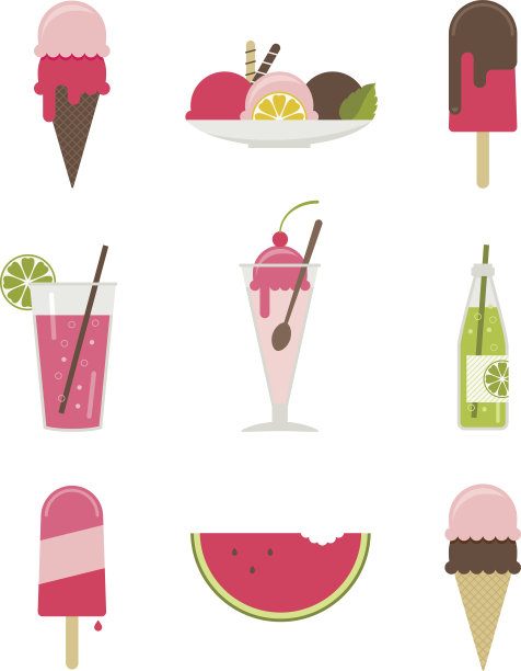 各种夏季甜点的插图图片下载