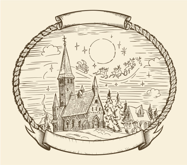 复古的圣诞插图图片下载