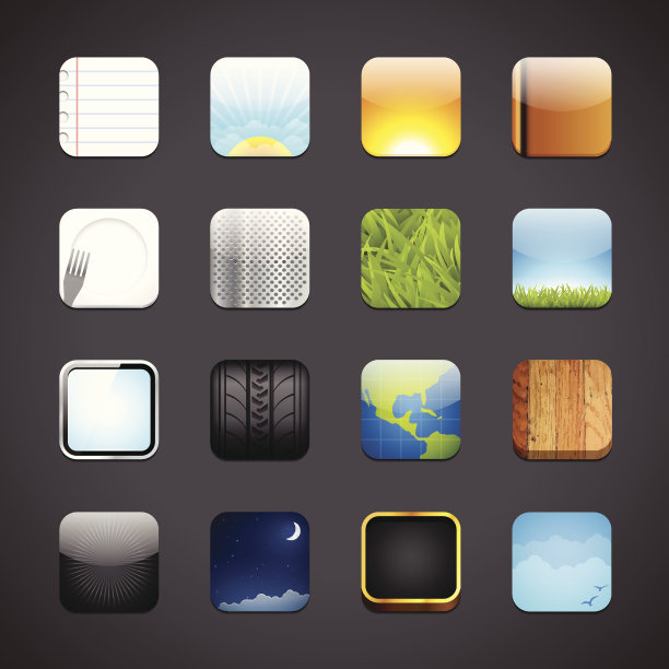 灰色背景与图标的各种应用程序在四行图片下载