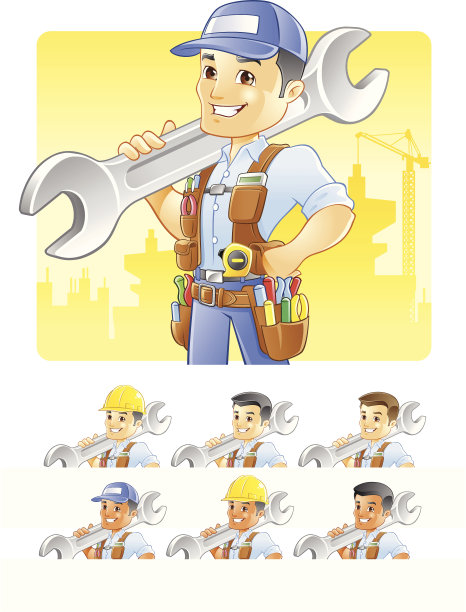 杂工，修理工，带扳手的建筑工人图片下载