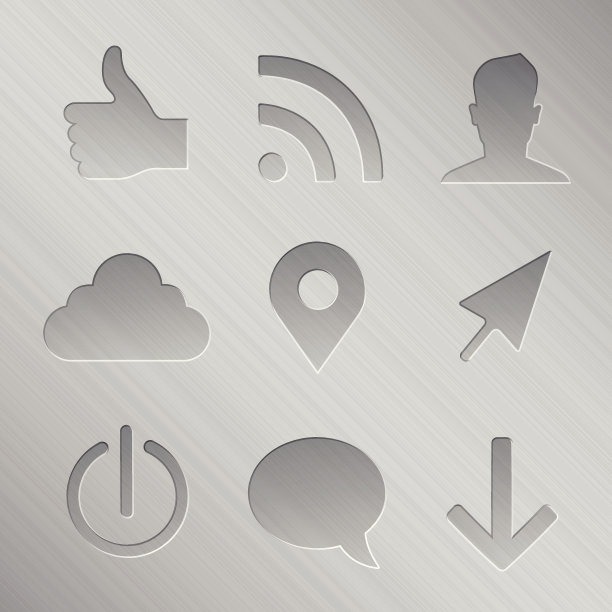 拉丝金属社交网络图标图片下载