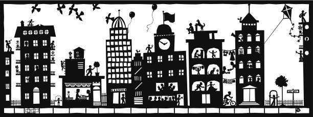 切纸的天际线图片下载