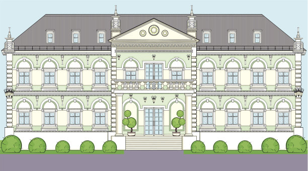 建筑立面为古典欧式风格图片下载