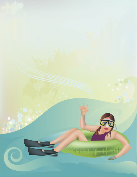 在地铁上漂浮的沙滩女孩图片下载