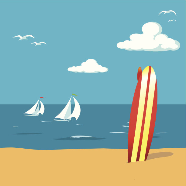 海滩冲浪板图片下载