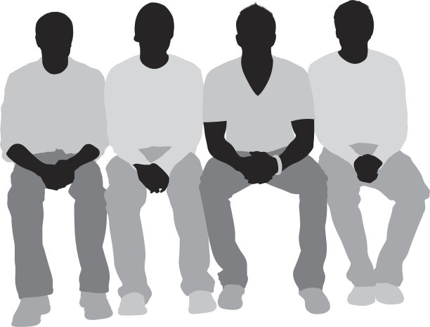 朋友们坐在一排的剪影图片下载