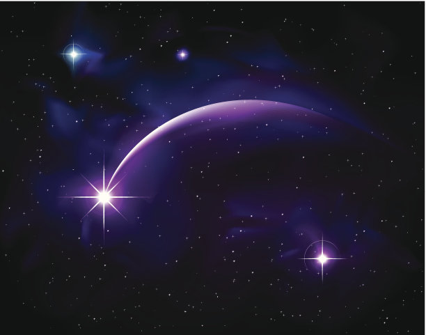 紫色流星带光轨迹的插图图片下载