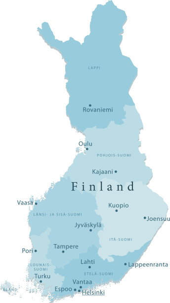 芬兰矢量地图区域隔离图片下载