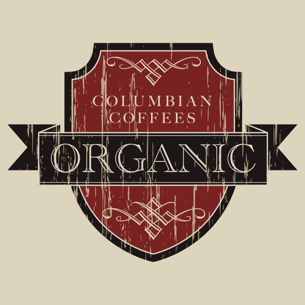 老式有机咖啡的标签图片下载