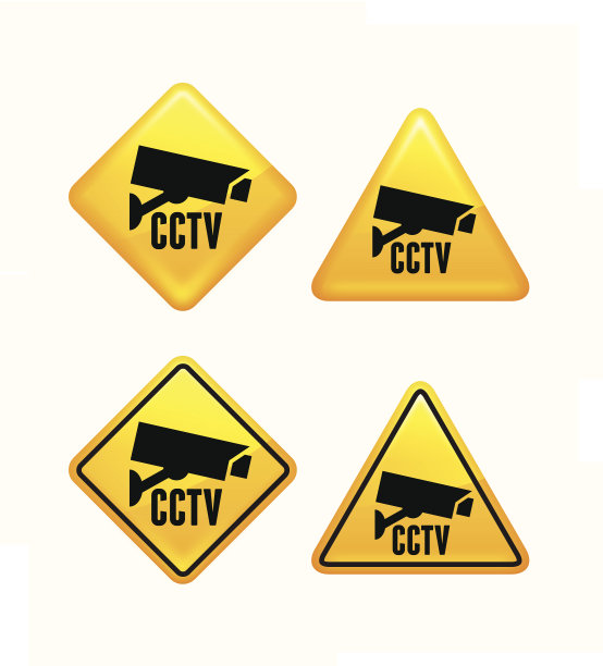 安全摄像头，闭路电视，街道标志图片下载