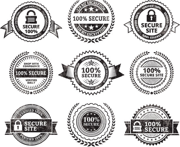 安全网站黑白版税免费矢量图标集图片下载