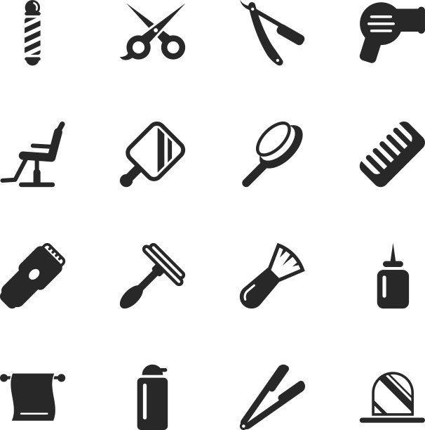 头发护理理发师剪影图标图片下载