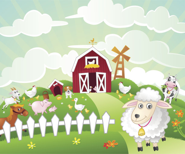 农场动物矢量插图系列图片下载