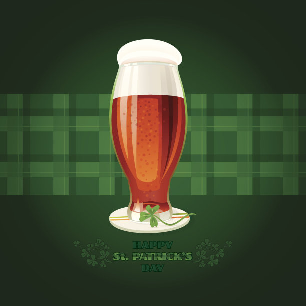 爱尔兰啤酒，上面写着“圣帕特里克节快乐”图片下载