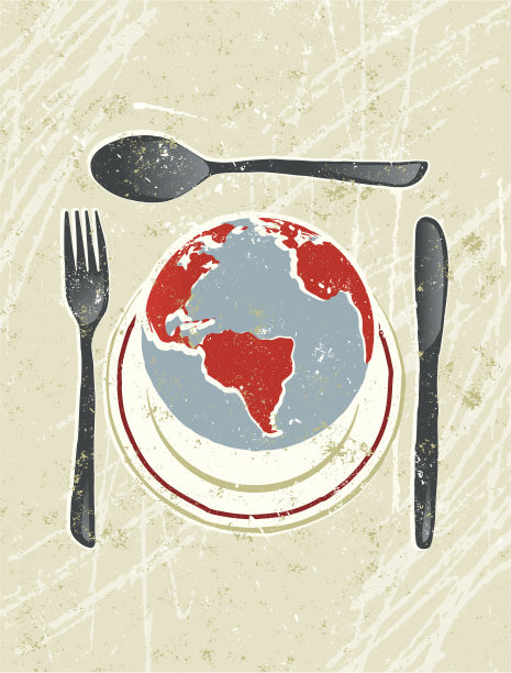 用刀，叉和勺把世界放在盘子里图片下载
