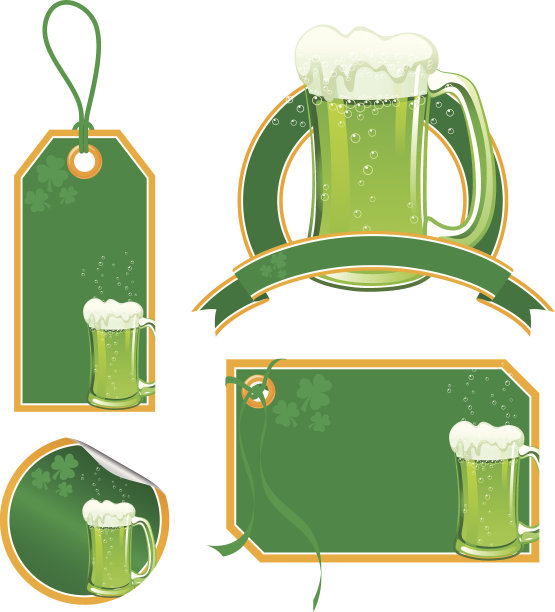 绿色啤酒的价格标签图片下载