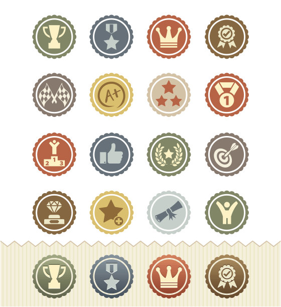 成就和奖项图标:复古徽章系列图片下载