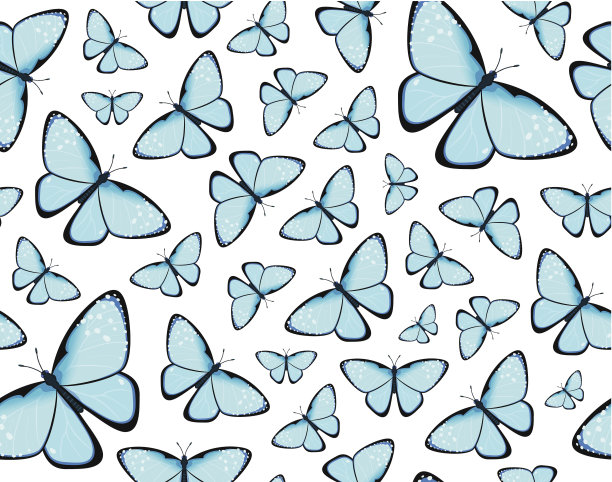 蓝蝴蝶无缝图案图片下载