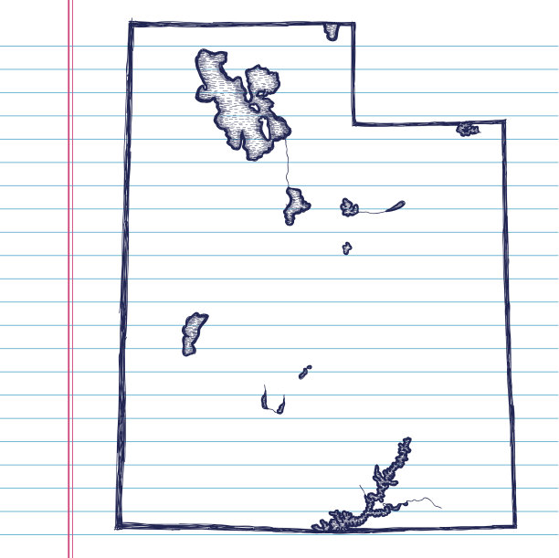 矢量草图上的白线纸背景。犹他州。图片下载