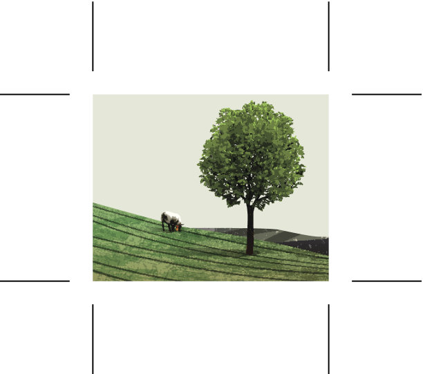 绿色的山有羊和树图片下载