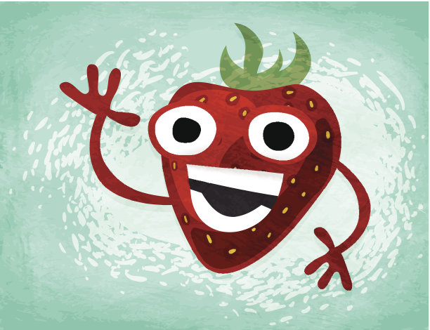 水果和蔬菜-快乐的草莓!图片下载