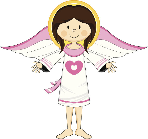 可爱的天使在心脏连衣裙图片下载