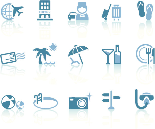 夏日度假图标|简单的蓝色系列图片下载