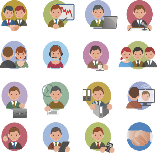 一套办公室和业务图标。图片下载