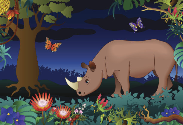 丛林里的犀牛图片下载