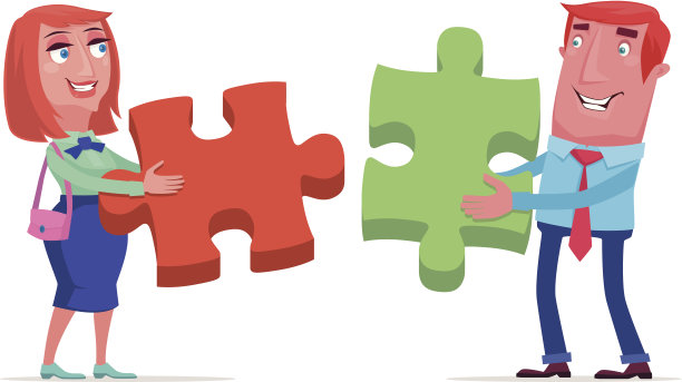 男人和女人拿着拼图图片下载