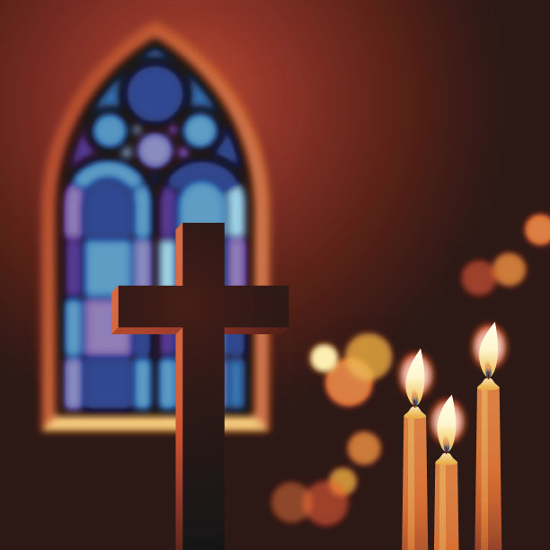 教堂蜡烛和十字架图片下载