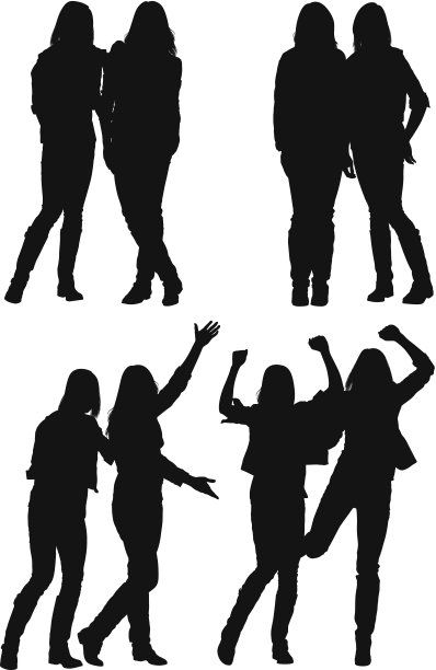 女性朋友剪影图片下载