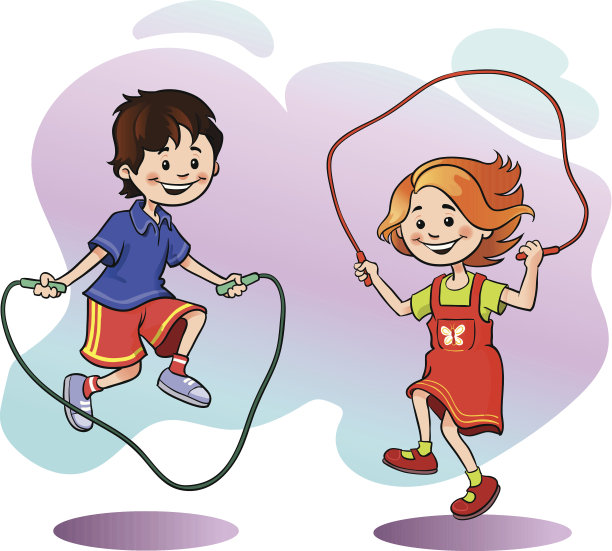 男孩和女孩跳绳图片下载
