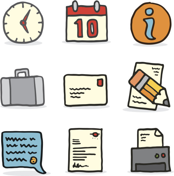 手绘办公室图标图片下载