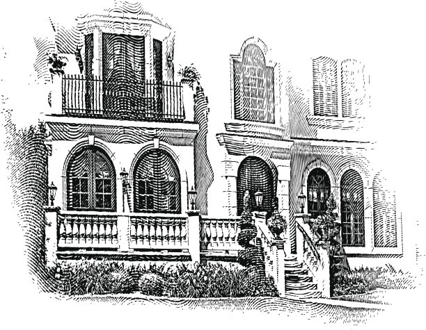 优雅的石头家与绿化图片下载