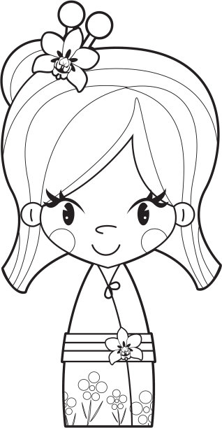 可爱的艺妓女孩的颜色图片下载