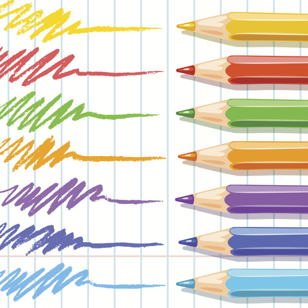 白色的彩色铅笔图片下载