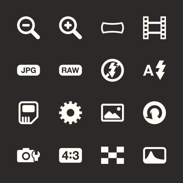 相机菜单图标设置3 -白色系列- EPS10图片下载