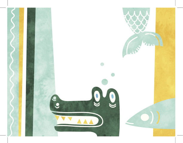 奇怪的鱼和鳄鱼的设计。图片下载