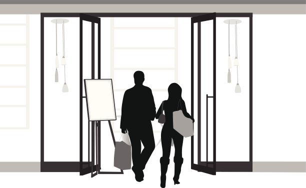 一对情侣在走廊里散步图片下载